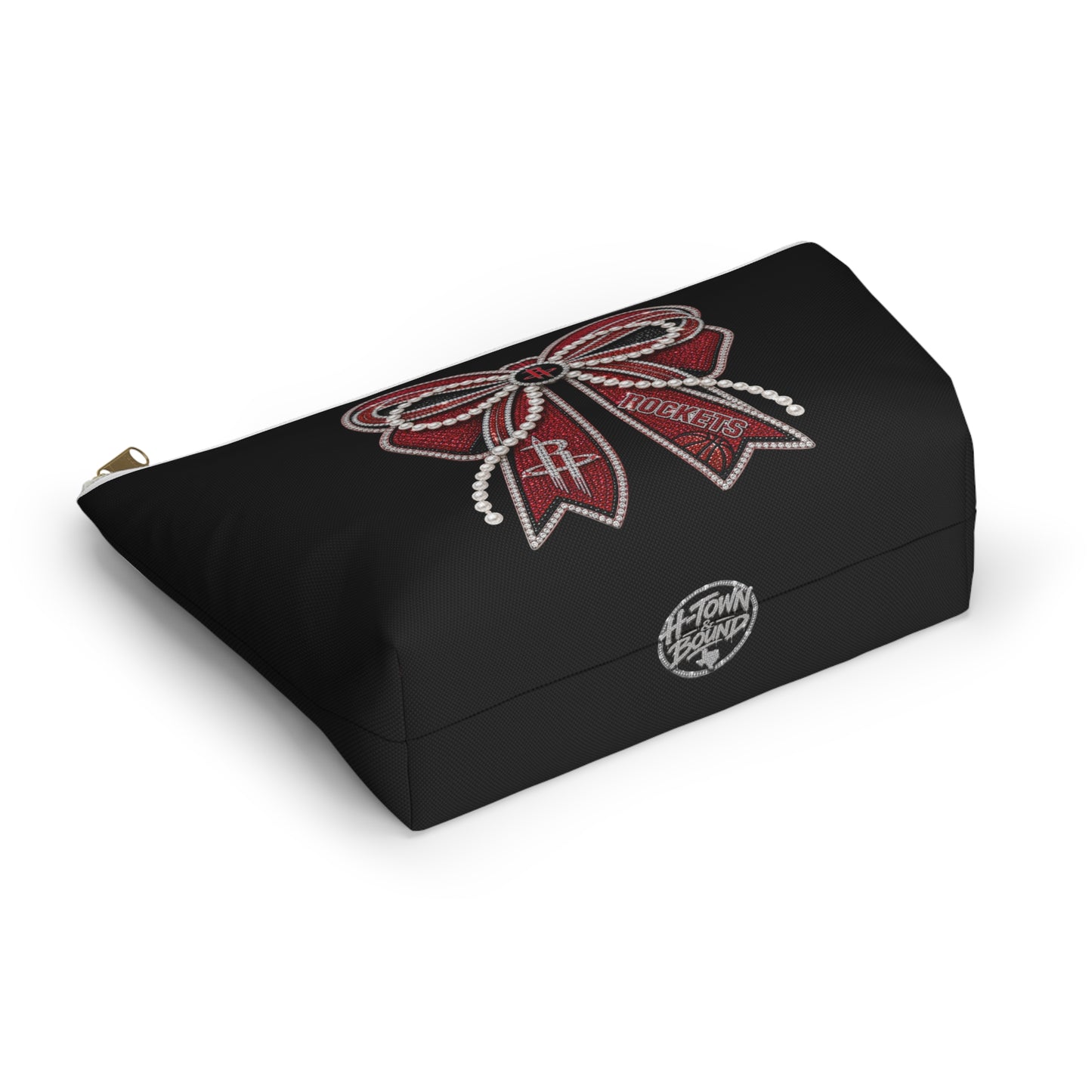 Houston Rockets Double Sided Bow Design Accessory Travel Pouch