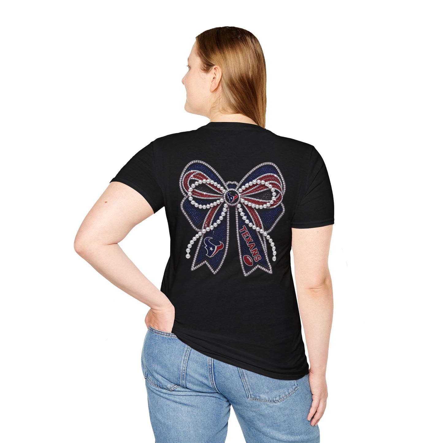 Houston Texans Double Sided Bow Design Graphic Tee