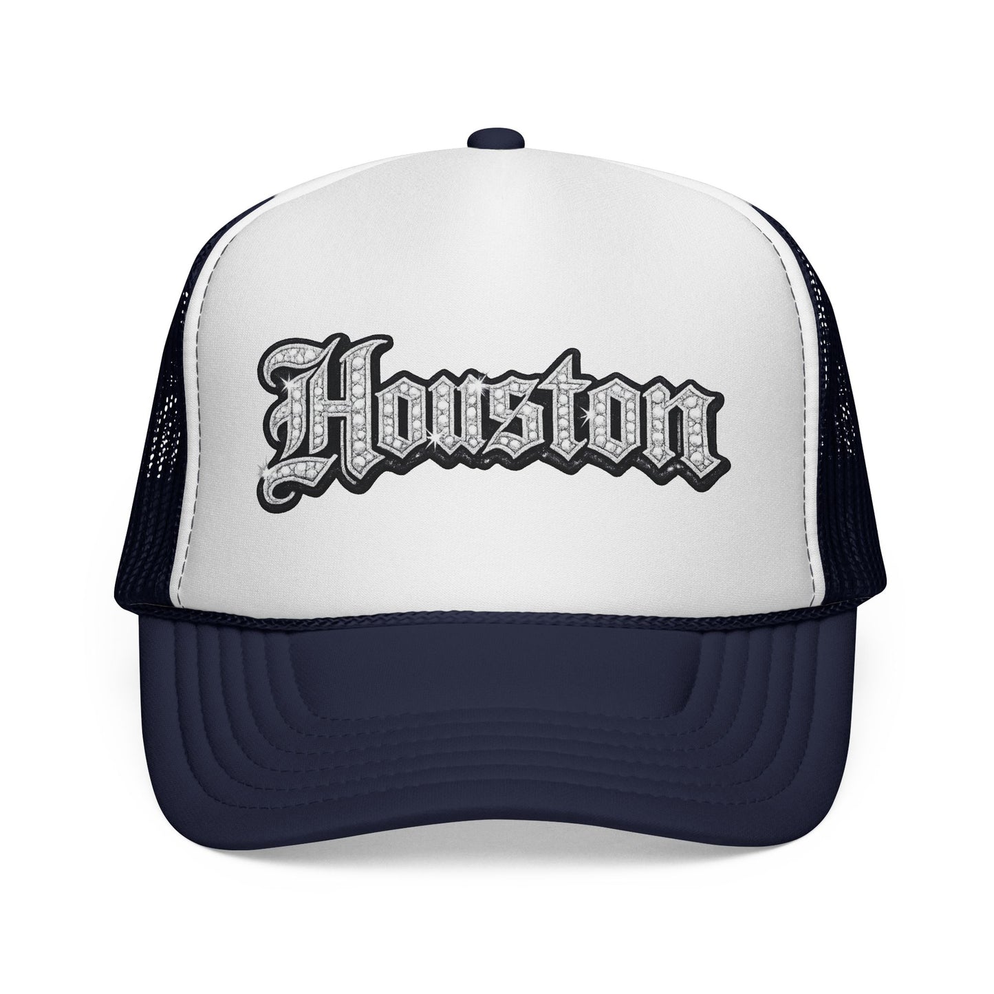 Houston Trucker Hat- Silver Old English