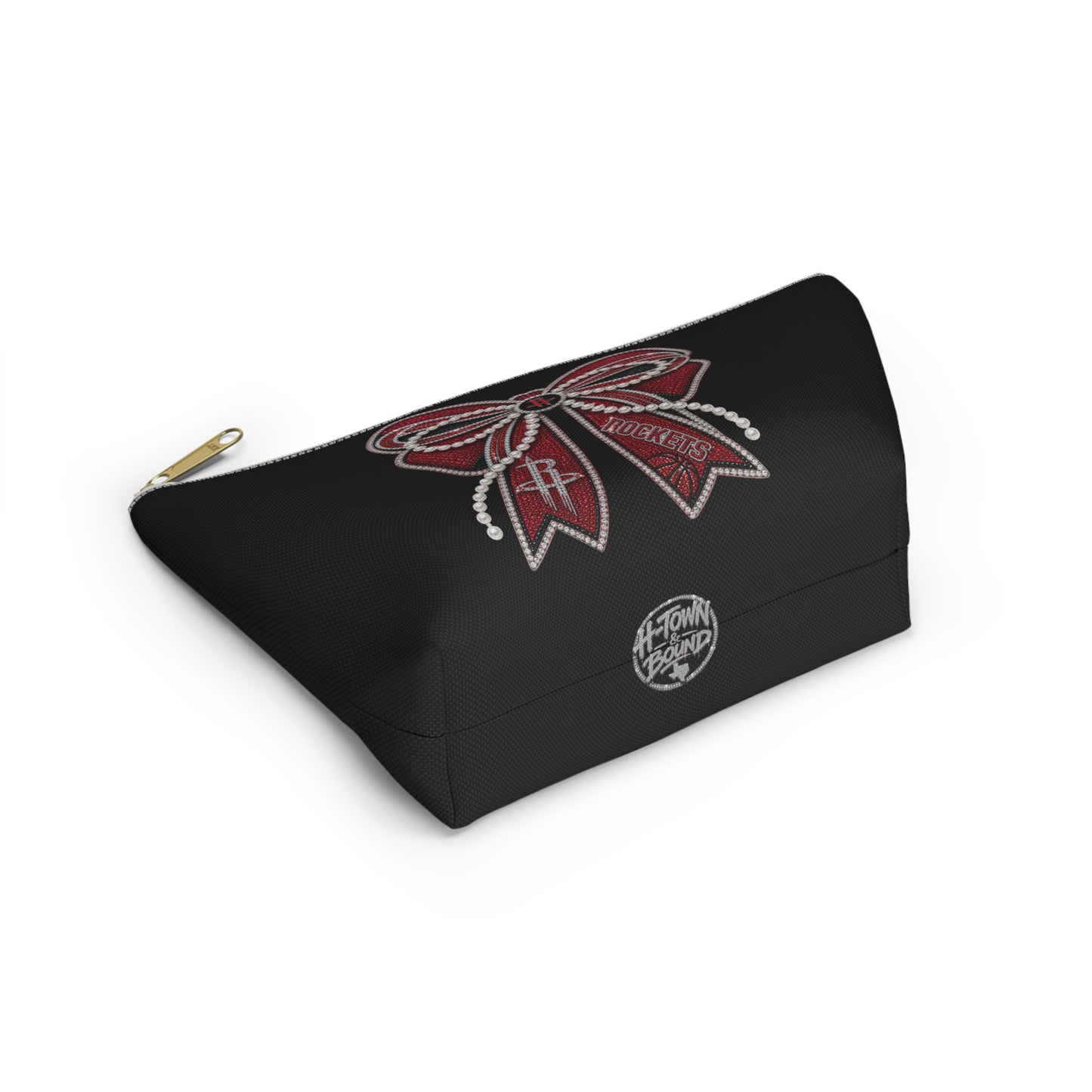 Houston Rockets Double Sided Bow Design Accessory Travel Pouch
