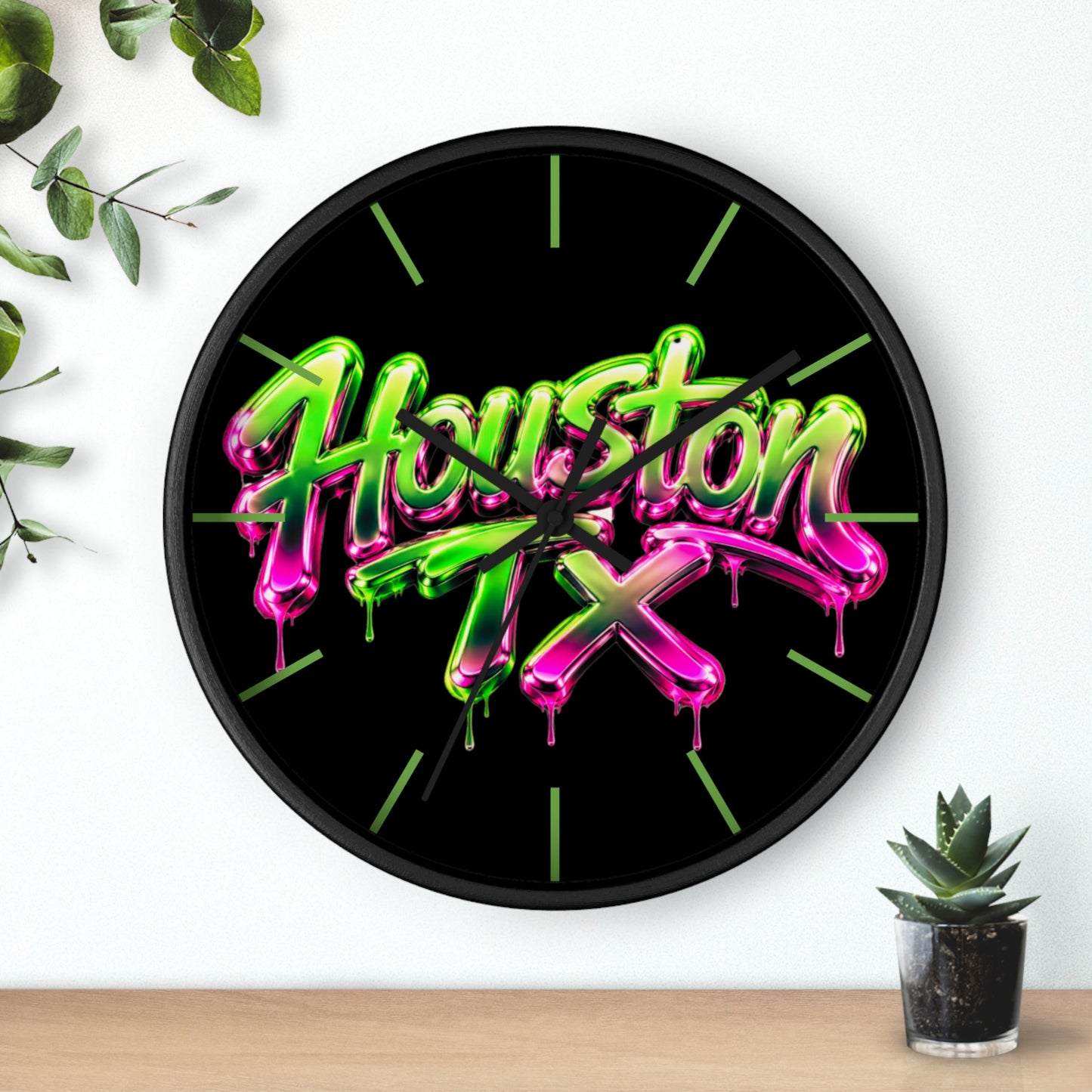 HTX Neon Graffiti Wall Clock
