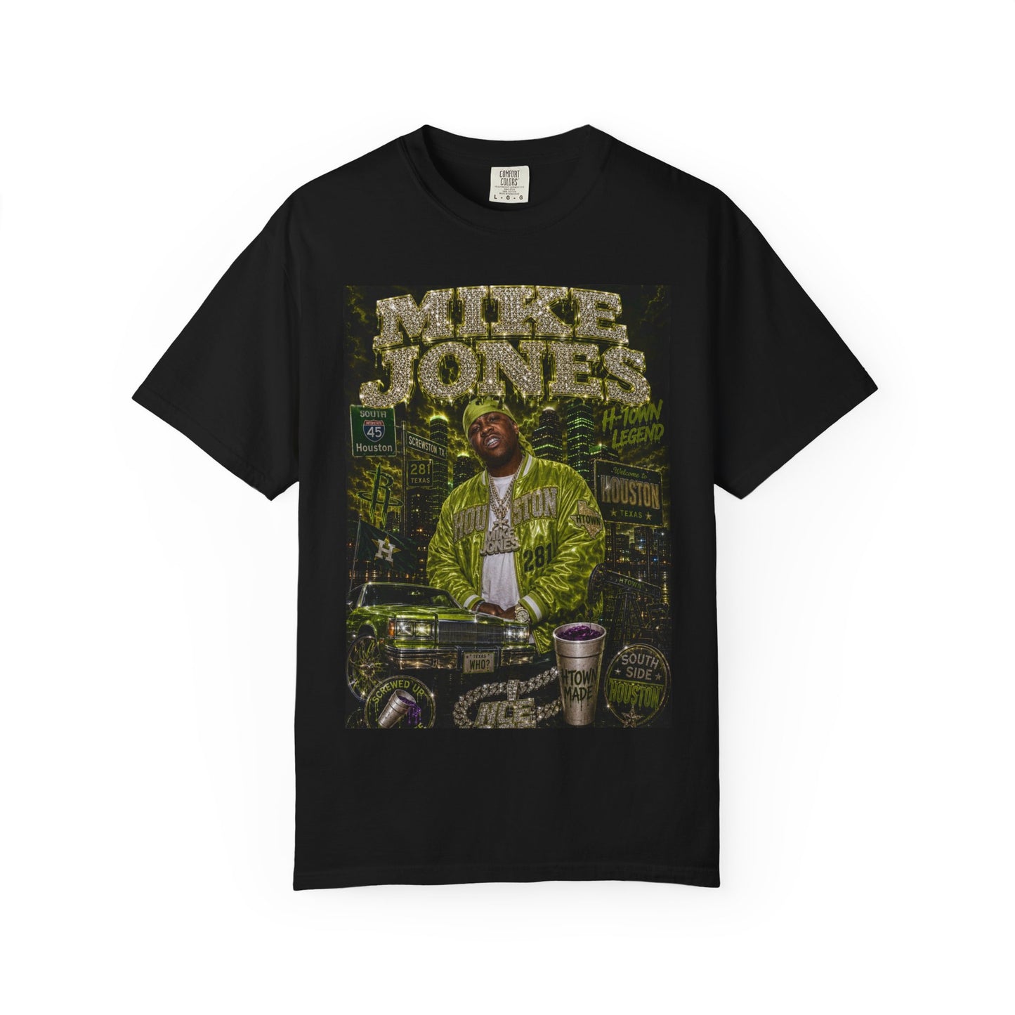 Houston Rapper Graphic Tee- Green Bling