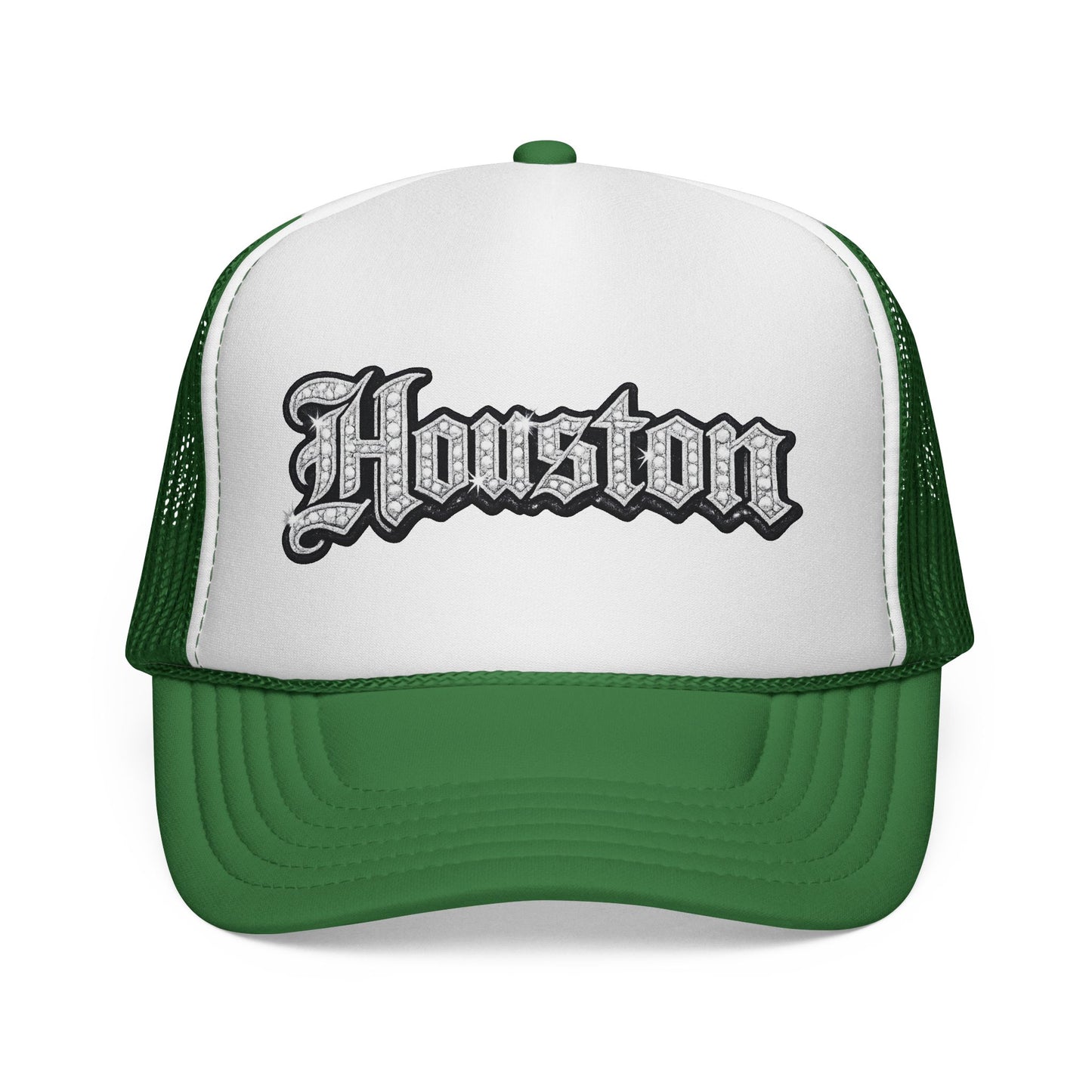 Houston Trucker Hat- Silver Old English