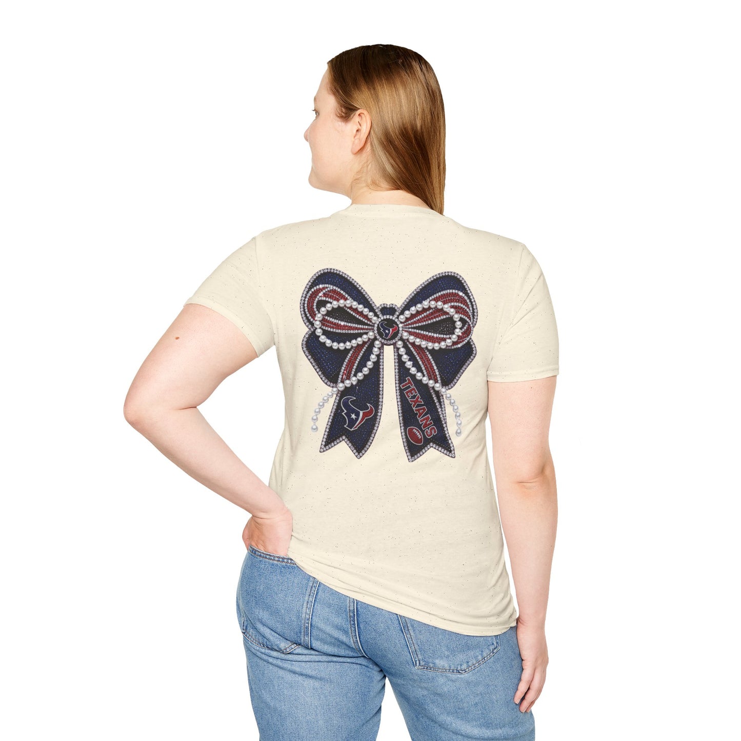 Houston Texans Double Sided Bow Design Graphic Tee