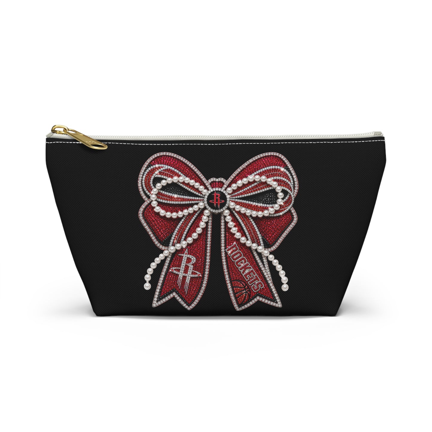 Houston Rockets Double Sided Bow Design Accessory Travel Pouch
