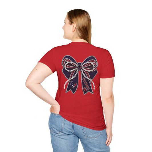 Houston Texans Double Sided Bow Design Graphic Tee
