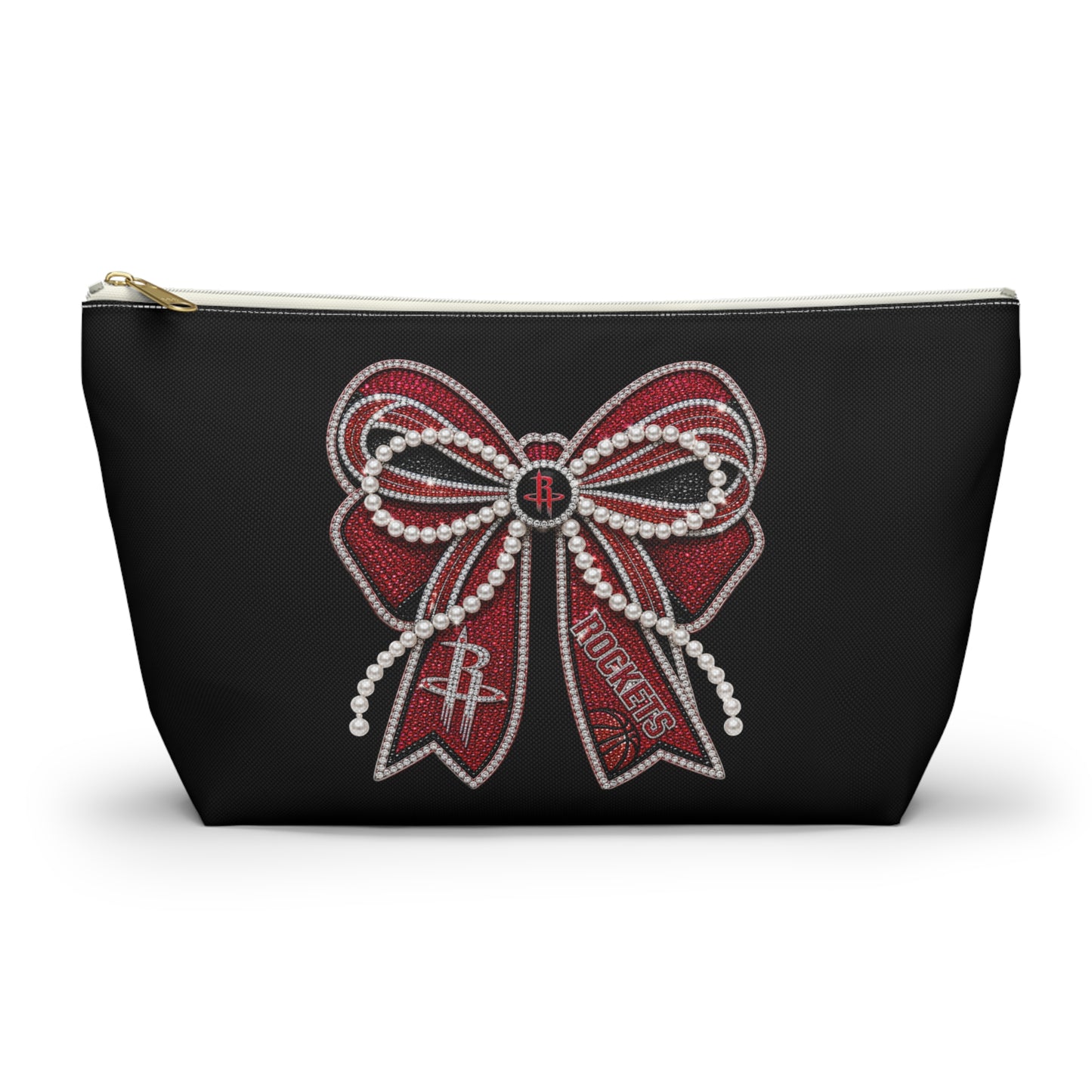 Houston Rockets Double Sided Bow Design Accessory Travel Pouch