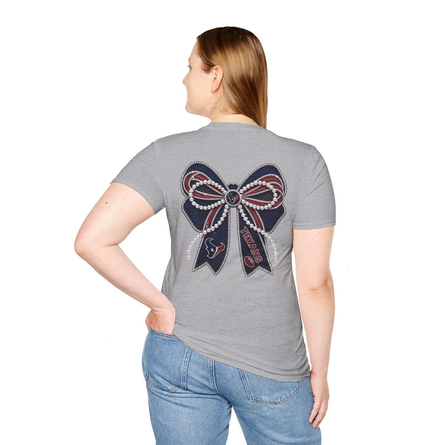 Houston Texans Double Sided Bow Design Graphic Tee