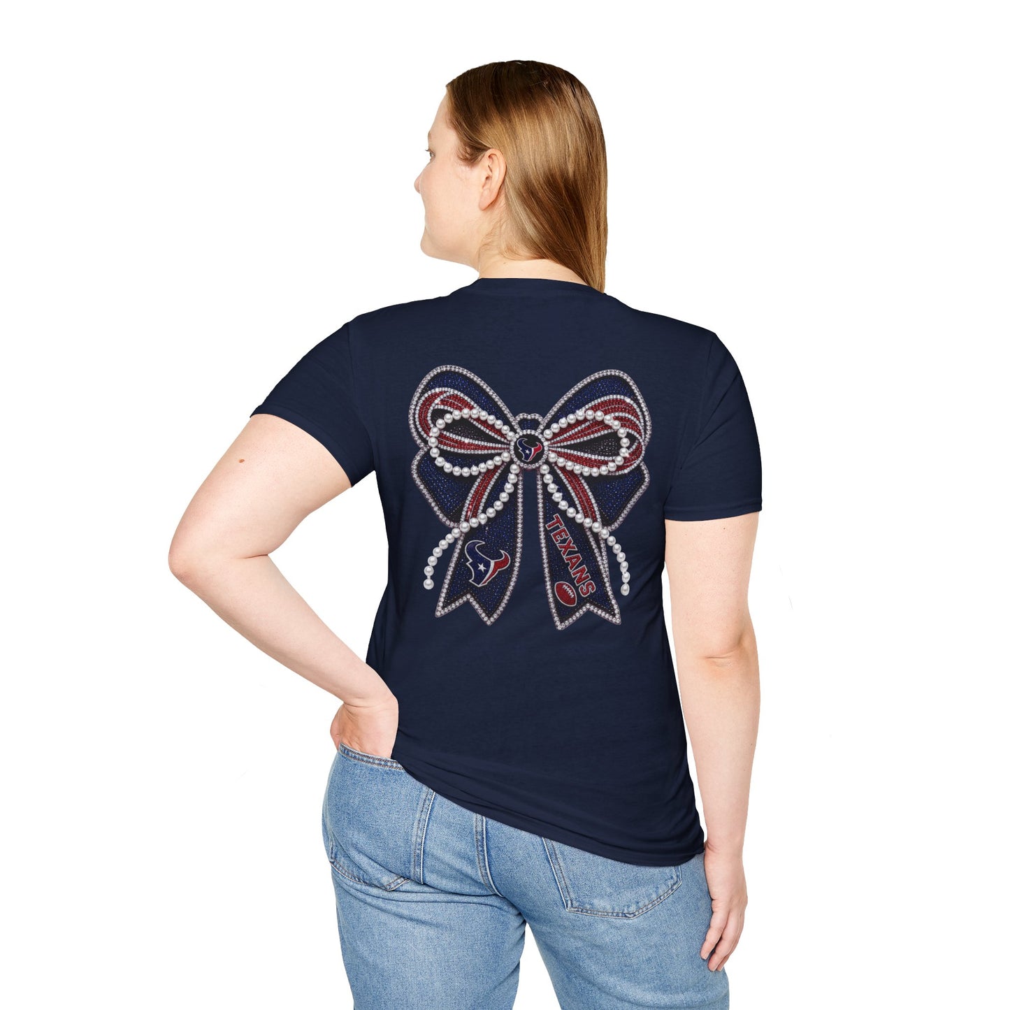 Houston Texans Double Sided Bow Design Graphic Tee
