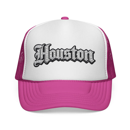 Houston Trucker Hat- Silver Old English