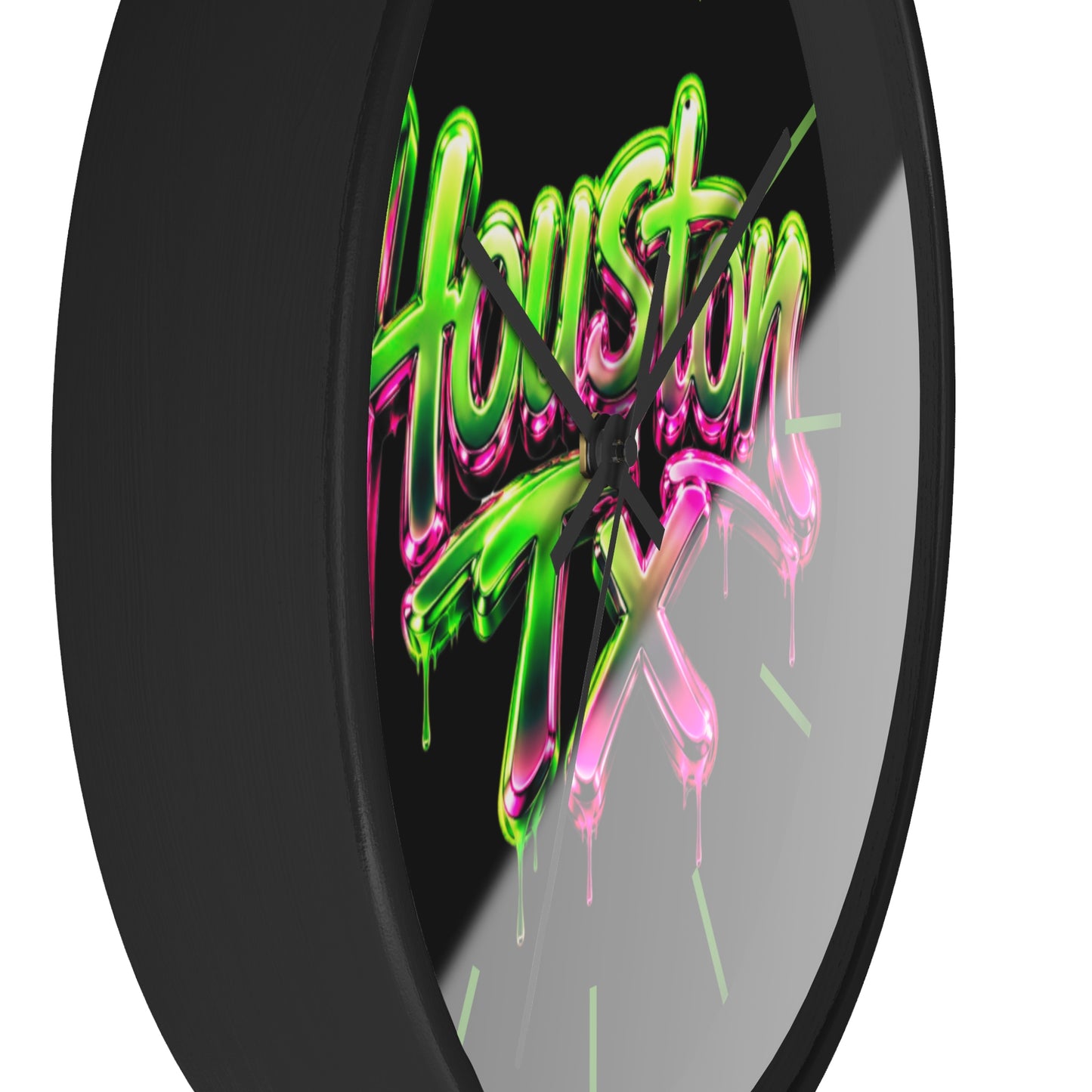 Houston TX Neon Graffiti Wall Clock