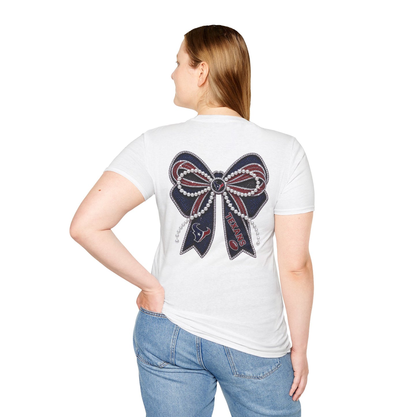 Houston Texans Double Sided Bow Design Graphic Tee