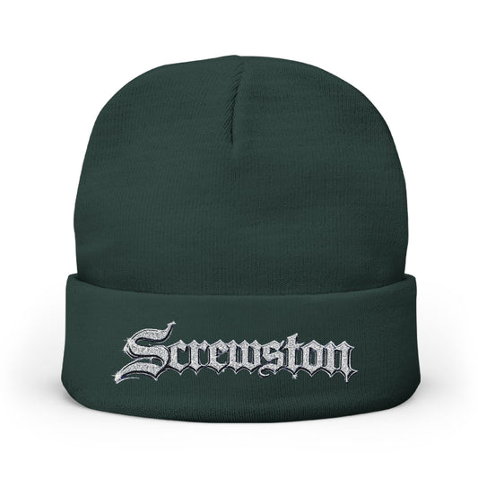 Embroidered Screwston Houston Slang  Knit Beanie