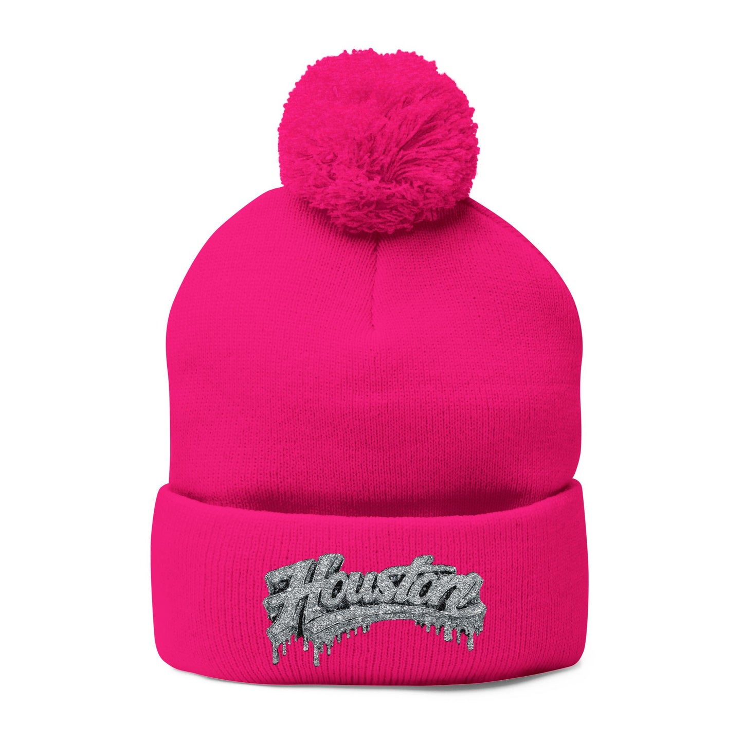 Houston Embroidered Pom-Pom Beanie